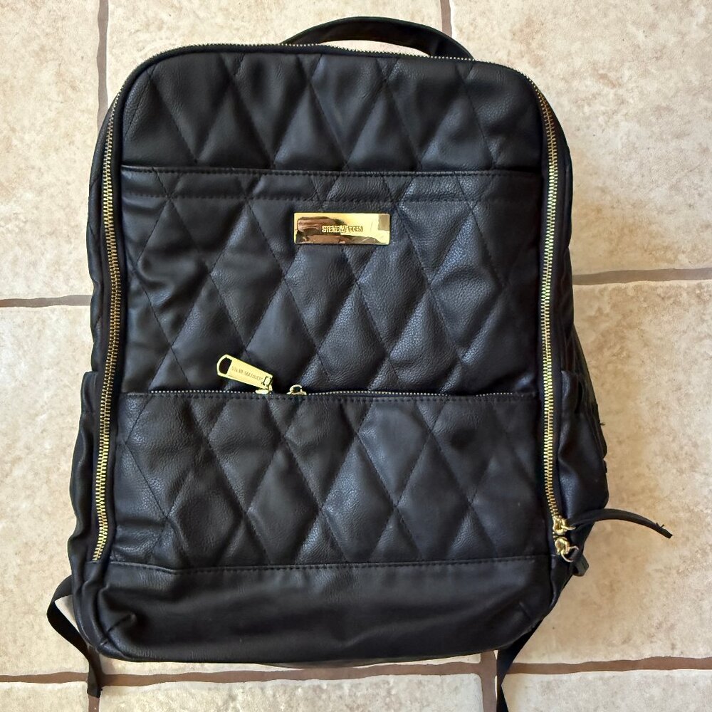 Steve Madden Quilted Diaper OR Work Backpack; Logo tag & lining; Top handle